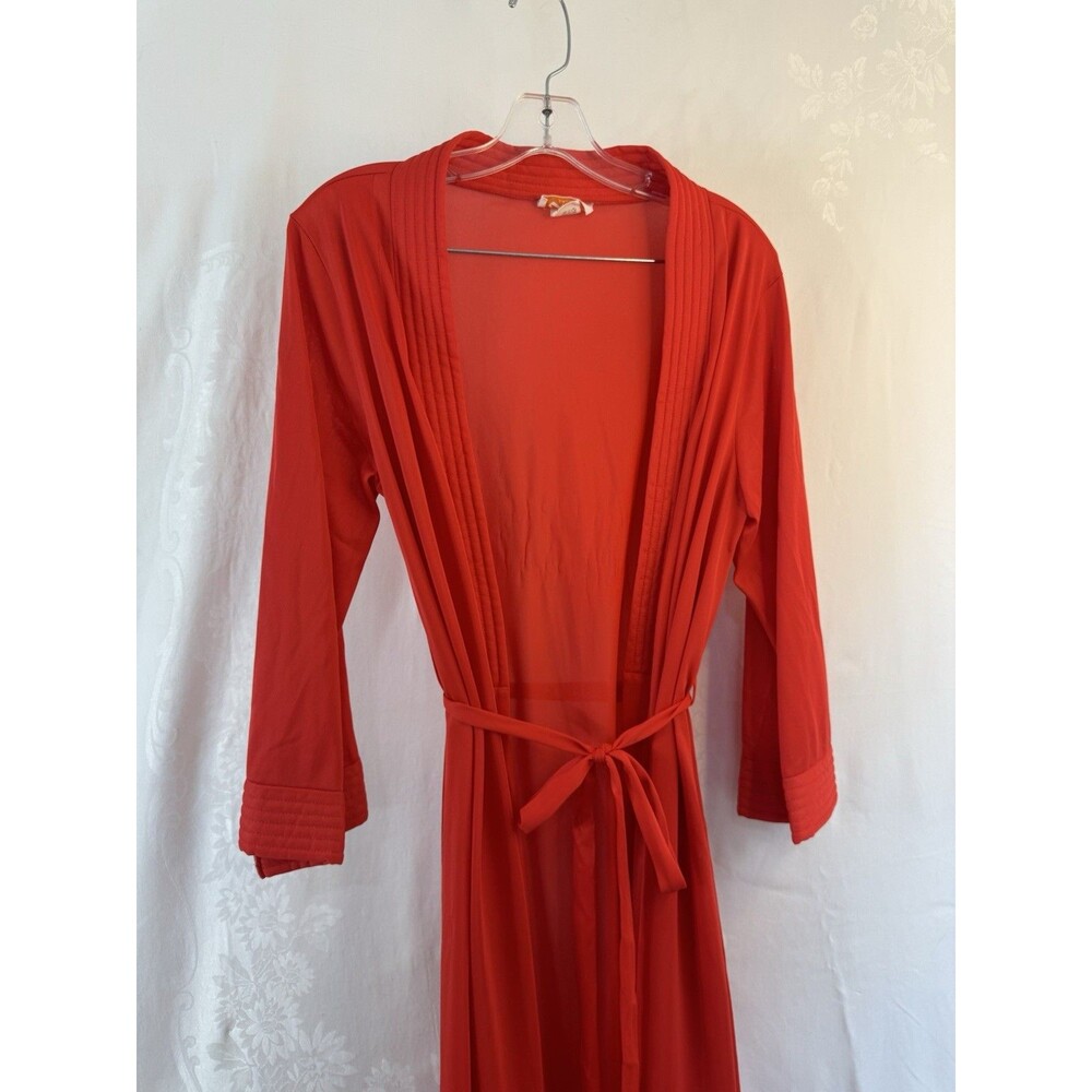 Deena Front Tie Nightgown Cover Up Blood Orange Color Medium Vintage